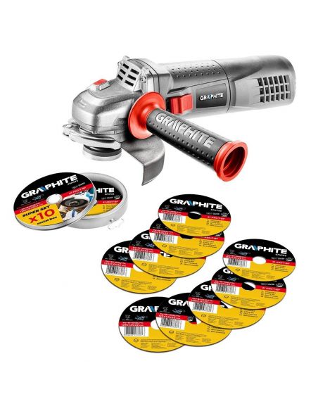 Zestaw szlifierka kątowa Graphite 900 W 125 mm + 10 tarcz - 59G087-CS - Graphite - 1