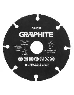 Tarcza tnąca 115 mm do drewna i tworzyw sztucznych Graphite - 55H697 - Graphite - 1