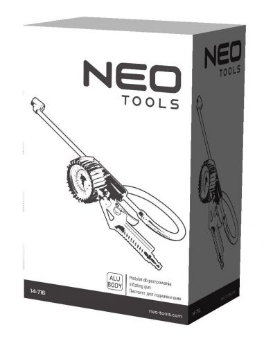 Pistolet do pompowania z przedłużeniem i manometrem 63 mm Neo Tools - 14-716 - NEO Tools - 6