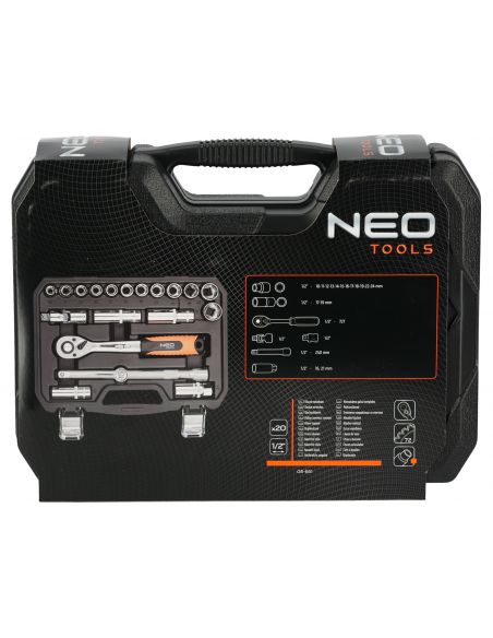 Zestaw kluczy nasadowych 1/2" 20 el. Neo Tools - 08-661 - NEO Tools - 10