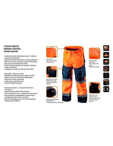 Wodoodporne spodnie robocze softshell ostrzegawcze Neo Tools - 81-751 - NEO Tools - 9