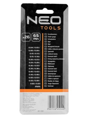 Szczelinomierz listkowy 26 płytek prostych Neo Tools - 11-190 - NEO Tools - 3