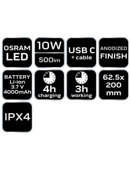 Latarka akumulatorowa LED Neo Tools USB 500 lm / 950 m - 99-070 - NEO Tools - 12