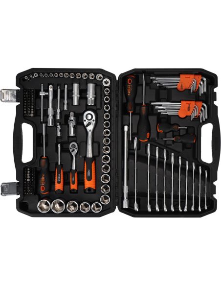 Zestaw kluczy nasadowych 1/2" 1/4" CrV 138 el. Neo Tools - 10-208 - NEO Tools - 3