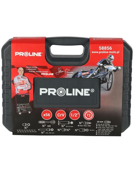 Zestaw kluczy nasadowych 1/2" 56 el. Proline - 58856 - Proline - 10