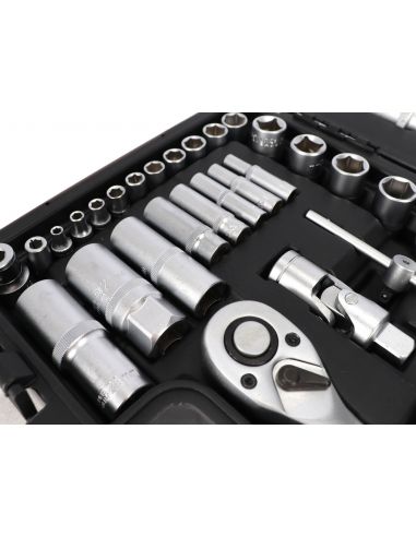 Zestaw kluczy płaskich i nasadowych 1/4" 1/2"  91 el. Mega - 58091 - Mega - 6