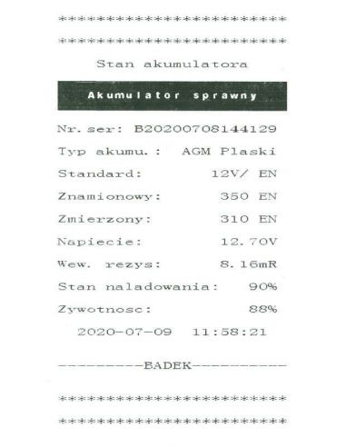 Tester akumulatorów Ideal BDT7000 (cyfrowy z drukarką) 12/24 V - BDT7000 - Ideal - 7