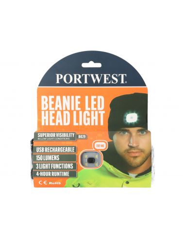 Ciepła czapka z lampką czołową LED Portwest - B029 - Portwest - 12