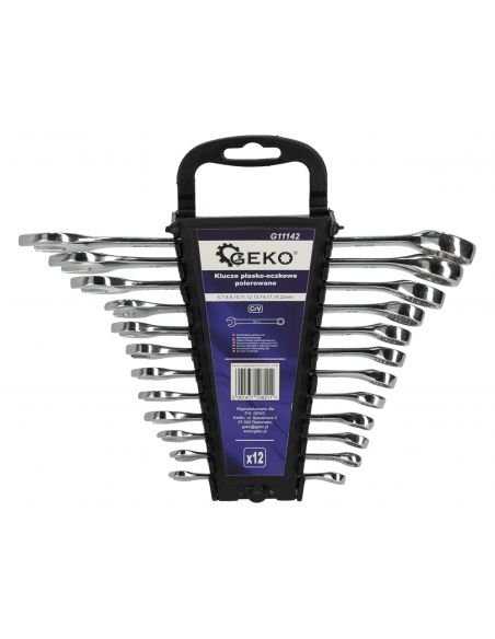 Klucze płasko-oczkowe 6-22 mm 12 el. polerowane GEKO - G11142 - GEKO - 1