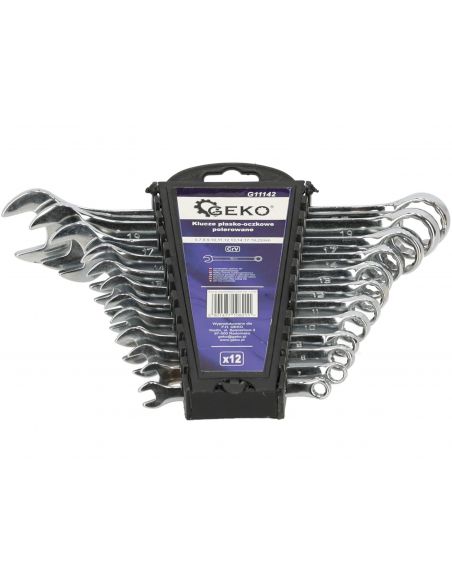 Klucze płasko-oczkowe 6-22 mm 12 el. polerowane GEKO - G11142 - GEKO - 5