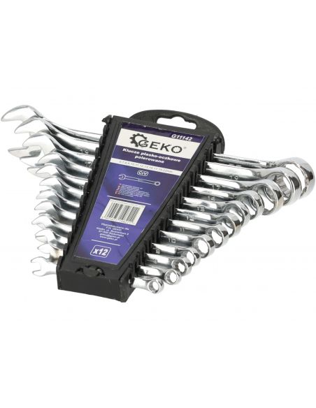 Klucze płasko-oczkowe 6-22 mm 12 el. polerowane GEKO - G11142 - GEKO - 6